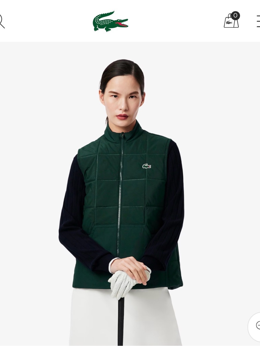 Lacoste Forest Green Quilted Sleeveless Zip Vest